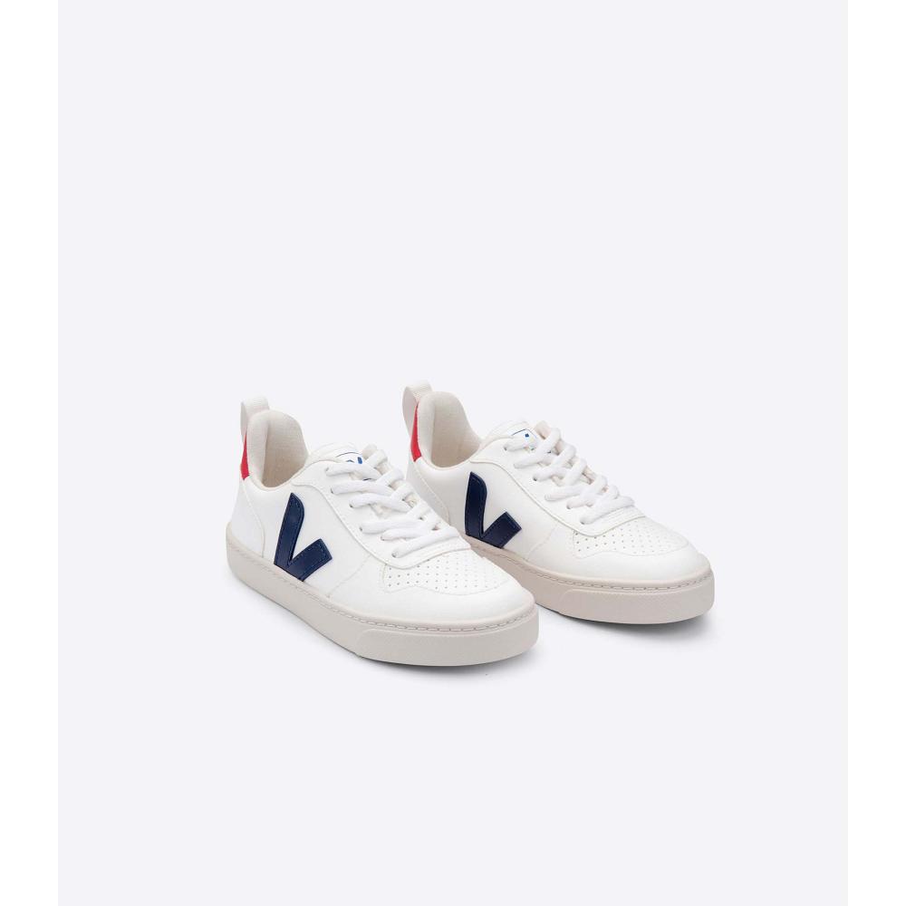 Veja V-10 LACES CWL Kids' Sneakers White/Navy | NZ 863ILH